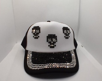 Handmade Rhinestone Skull Baseball Cap: Bling Sun Hat - Etsy display picture 2