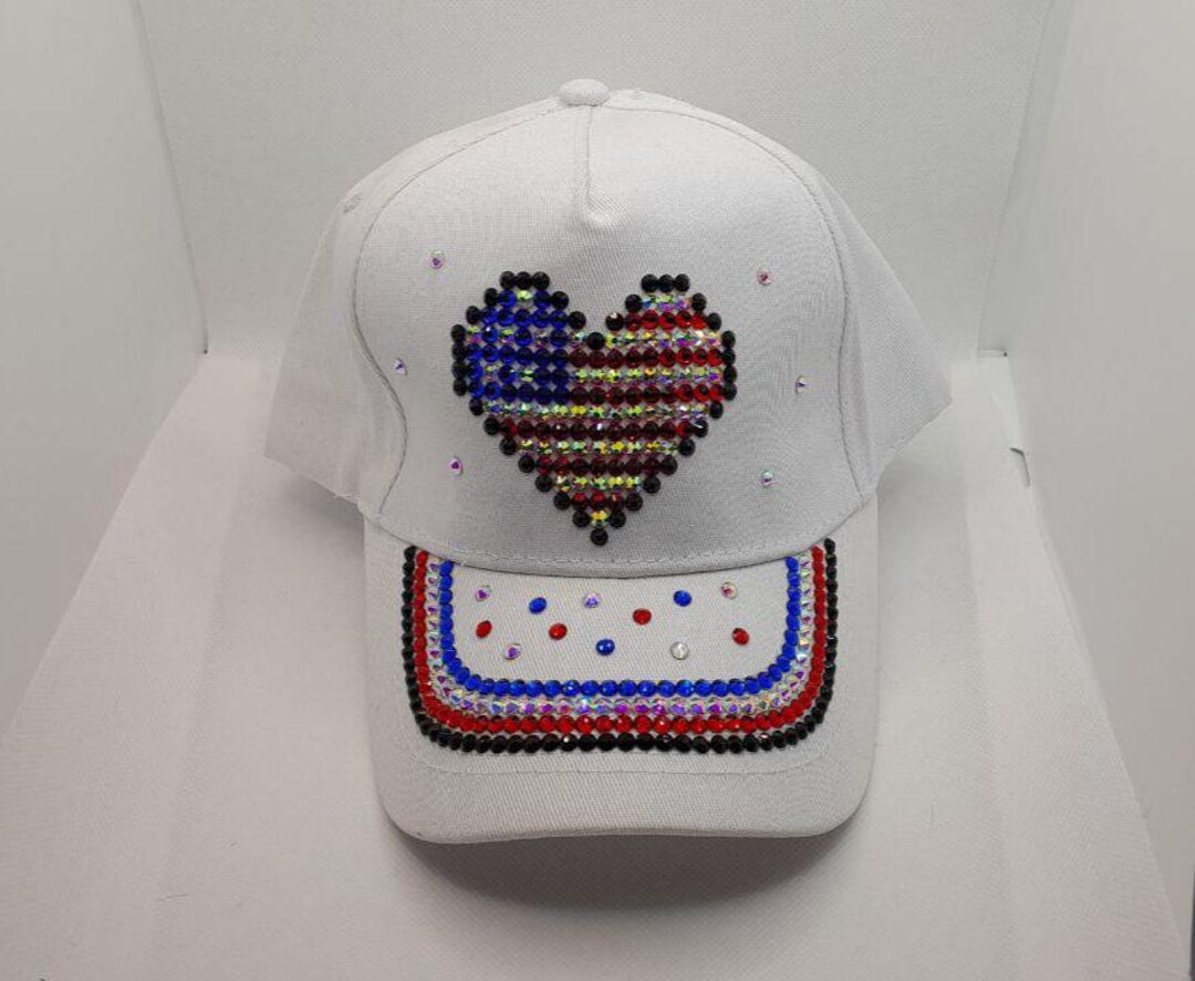 Rhinestone US Flag Round Neck Cap Sleeve T-Shirt