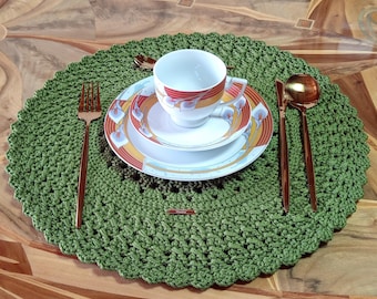 Crochet Placemat 40x40 cm, Handmade Round Table Mat, Polyester Cord Doily, Large Table Decor, Custom Colors, Modern Crochet Placemat