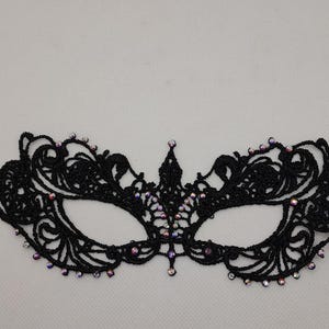 Lace Black Rhinestones Woman Mask Masquerade Ball Mask Ladies Mask Half Face Mask Black Blindfold