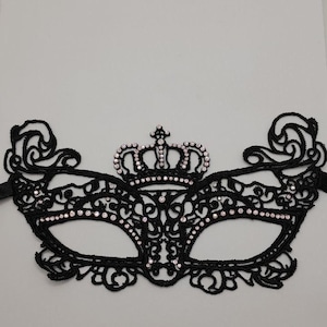 Lace Black Rhinestones Woman Mask Masquerade Ball Mask Ladies Mask Half Face Mask Black Blindfold