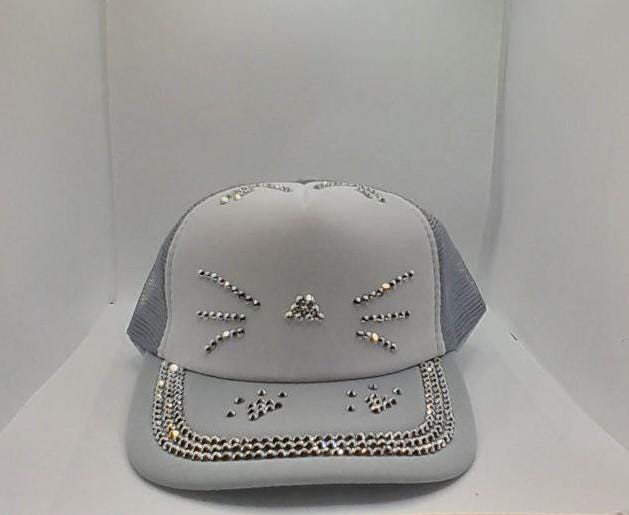 Gray Dollar Rhinestone Crystal Brimmed Baseball Cap Hat Fashion Bling Money Gray Fashion Glam Baseball Trucker Cap Hat With Rhinestone  main image 4