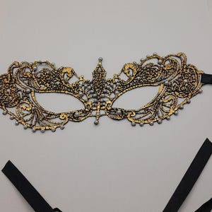 Lace Gold Woman pearls Mask, Masquerade Ball Mask, Ladies Mask Half Face Mask Black Blindfold