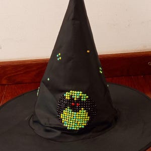 Sombrero de bruja de murciélago con diamantes de imitación: accesorio gótico para disfraz de Halloween hecho a mano