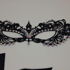 Lace Black Rhinestones Woman Mask Masquerade Ball Mask Halloween Ladies Mask Half Face Mask Black Blindfold