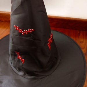 Black Witch Hat: Red Bat Design, Halloween Costume Accessory