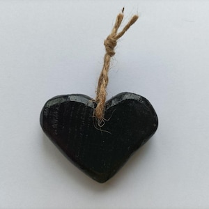 Handmade Pendant Big heart, wood Necklace black bog oak,morta wood (from 1000-6000year)