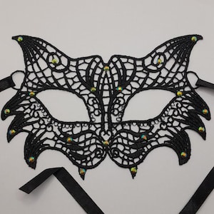 Lace Black Rhinestones Woman Mask Masquerade Ball Mask Ladies Mask Half Face Mask Black Blindfold