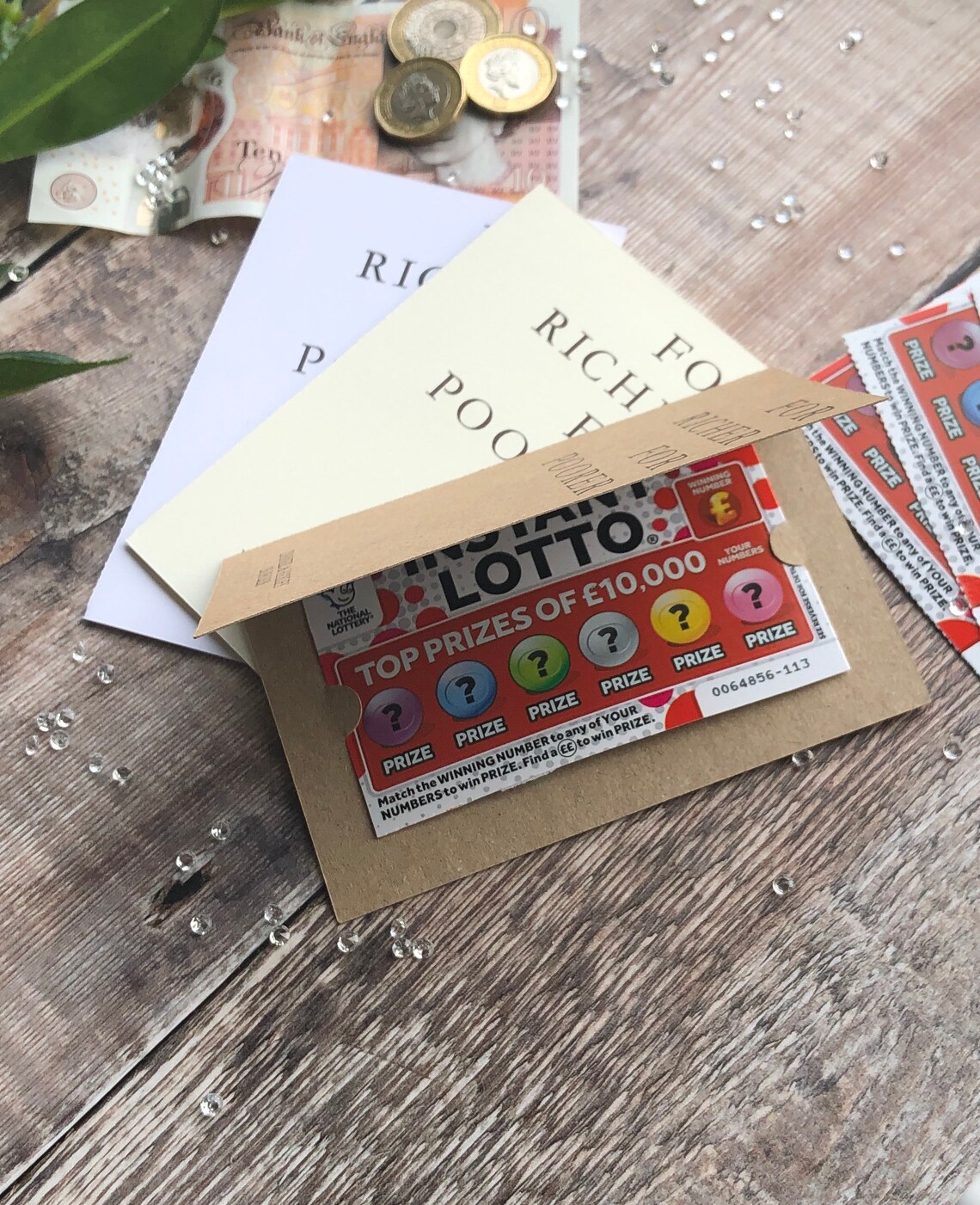 10 Scratch Card Holder Lottery Ticket Holder Wedding Favour Etsy