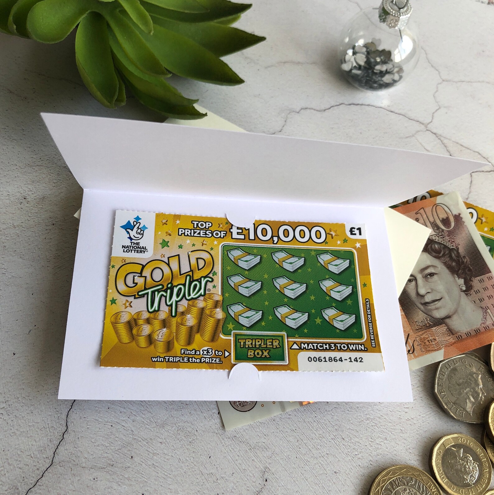 10 Lucky Wishes Scratch Card Holder Lottery Ticket Holder Etsy