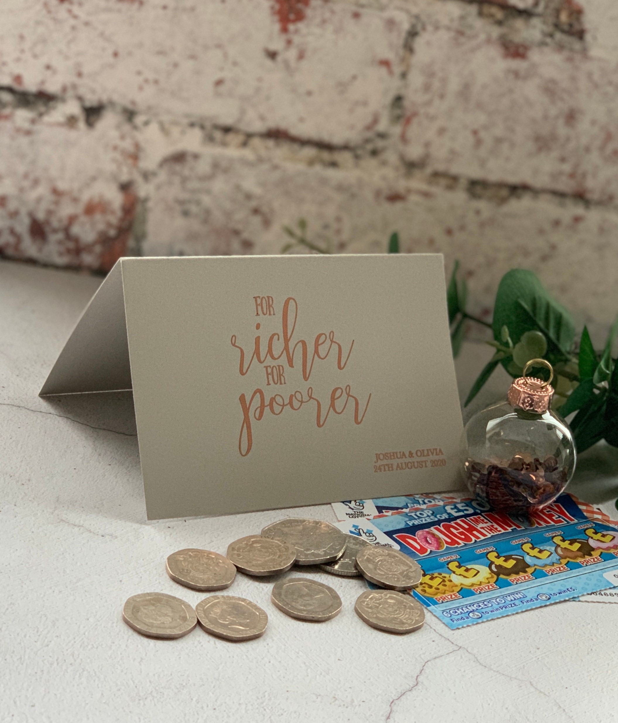 10 Foiled Scratch Card Holder Lottery Ticket Holder Wedding Etsy