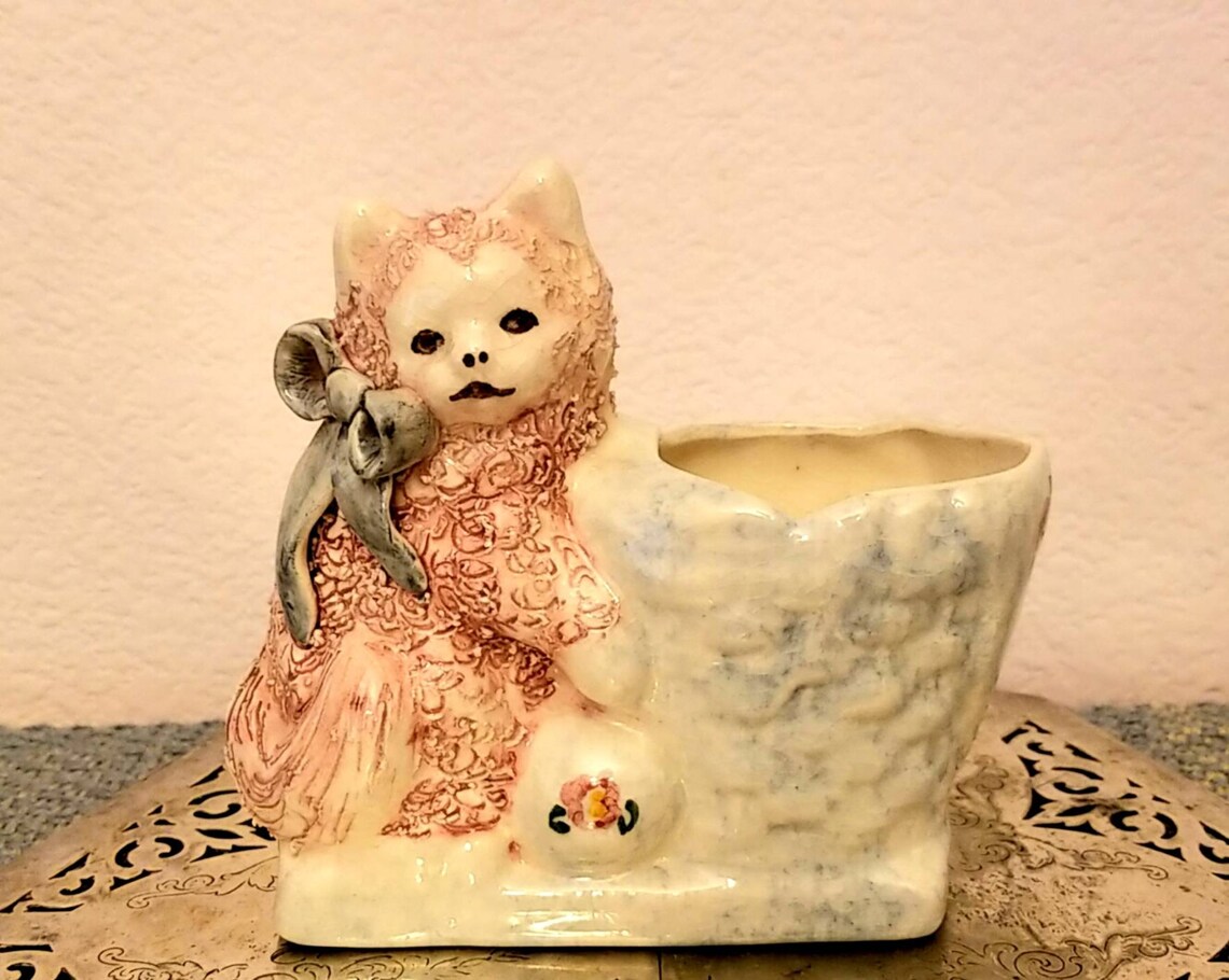 Vintage cat vase/cat lovers decor/cat vase Etsy