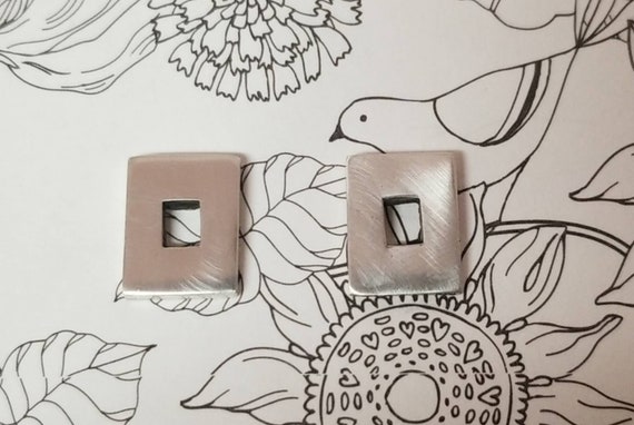 Geometric sterling silver earrings/ sterling silver cut out earrings/ minimalist sterling silver earrings