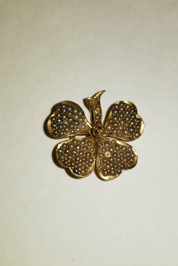 Solid gold four leaf clover/Lovely antique 14k gol