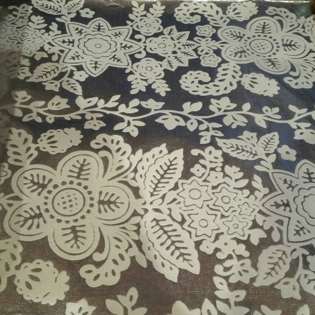 Flocked Foil Wallpaper Silver With White Flocking Etsy