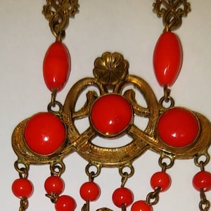 Vintage/antique, art nouveau, brass and glass necklace