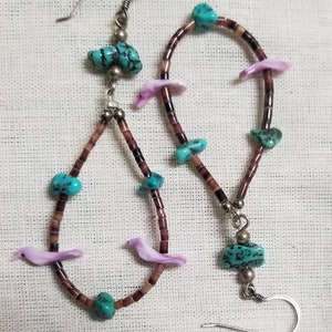 Vintage southwest style turquoise and shell earrings