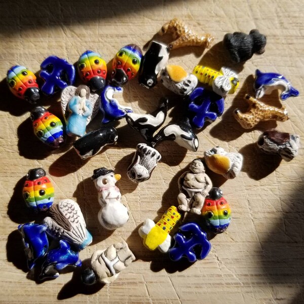 Ceramic Animal Beads Etsy