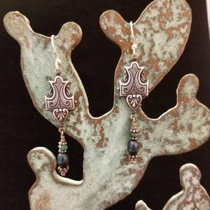Romantic Silver and teal dangle earrings