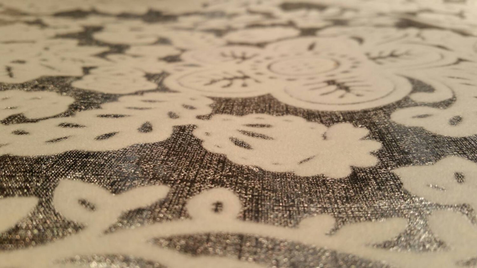 Flocked Foil Wallpaper Silver With White Flocking Etsy