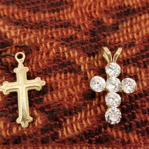 Minimalist 14k and 10k yellow gold crosses/Tiny gold crosses/christian jewelry