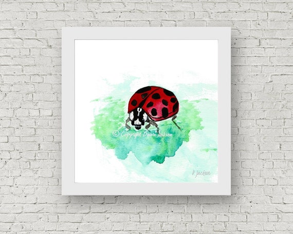 Ladybug Watercolor Dictionary Art Print Printed On Authentic Vintage
