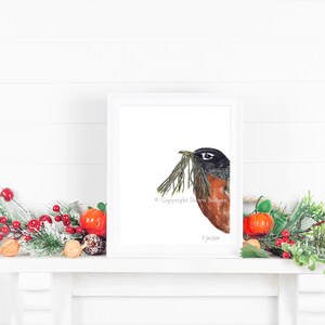 Robin Watercolor Art Print, Modern Bird, Minimalist Nature Lover Gift, Gift for Her, Unframed image 8