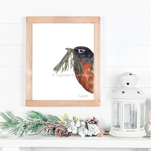 Robin Watercolor Art Print, Modern Bird, Minimalist Nature Lover Gift, Gift for Her, Unframed image 7