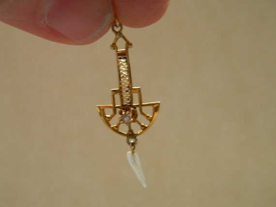 Antique Victorian Pendant 10k Yellow Gold Diamond… - image 5