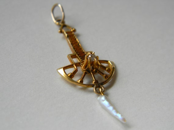 Antique Victorian Pendant 10k Yellow Gold Diamond… - image 2