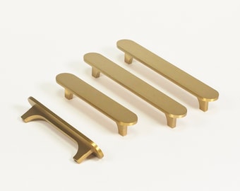 Gold Chrysler Rounded Solid Brass Cupboard Drawer Handle