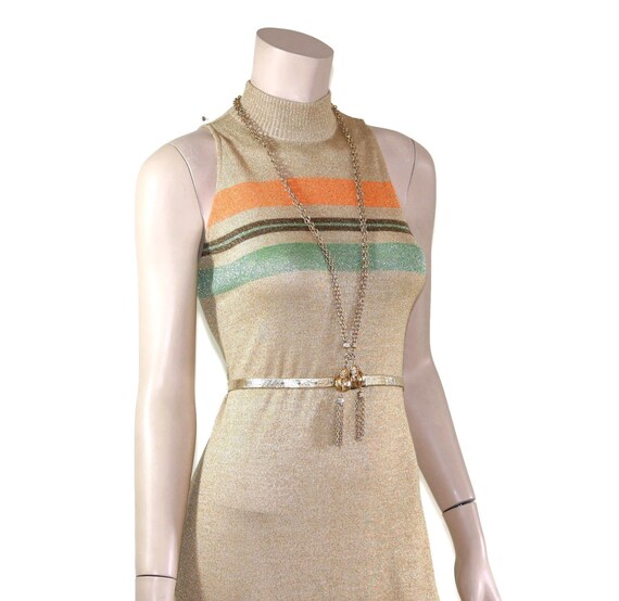 70s Emilio Pucci gold striped metallic gown, 1970… - image 5