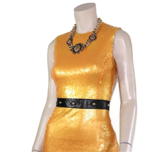 Jeanette Kastenberg yellow sequin column dress, 9… - image 3