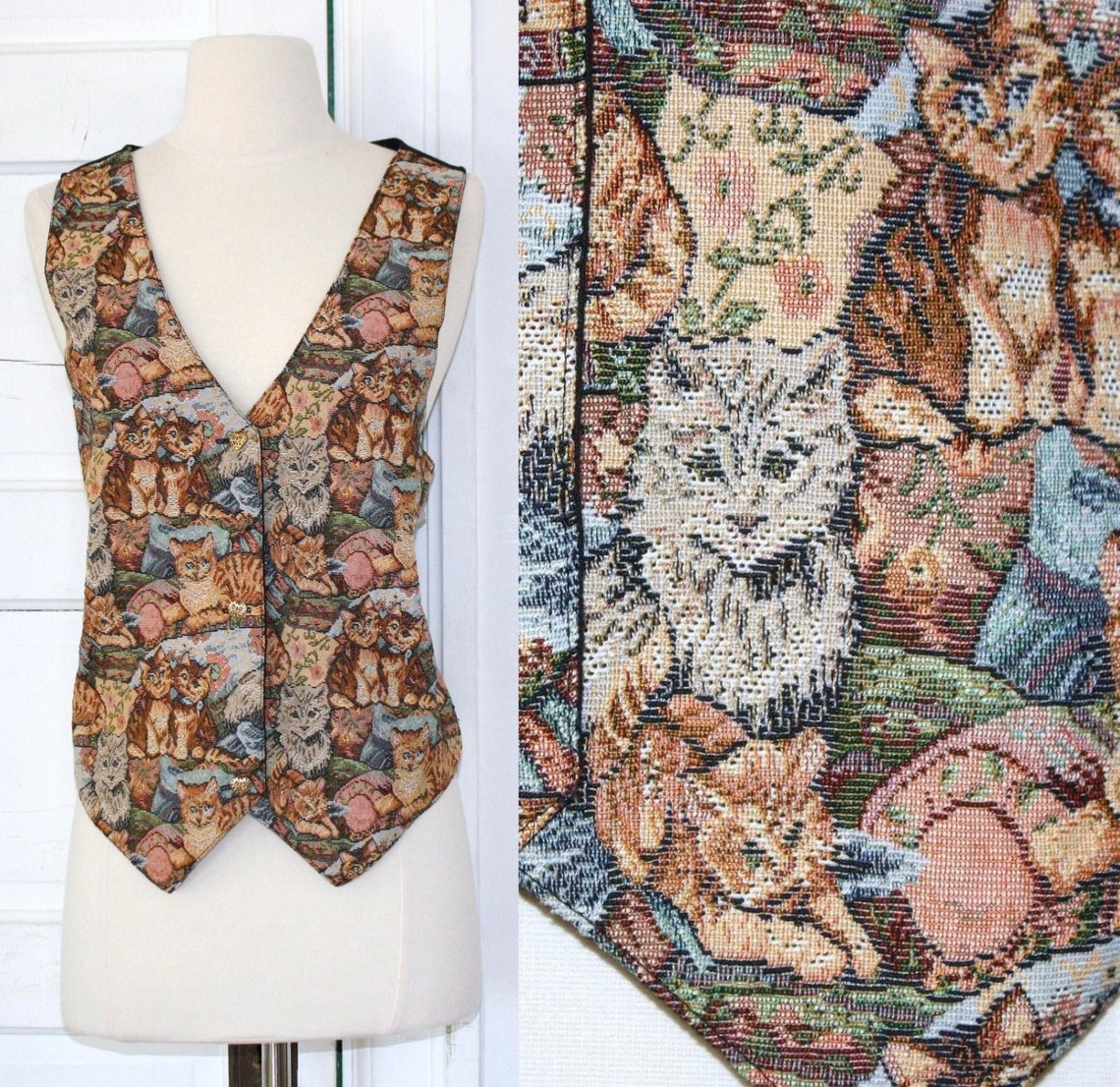90s novelty kitty cat vest medium large xl Etsy