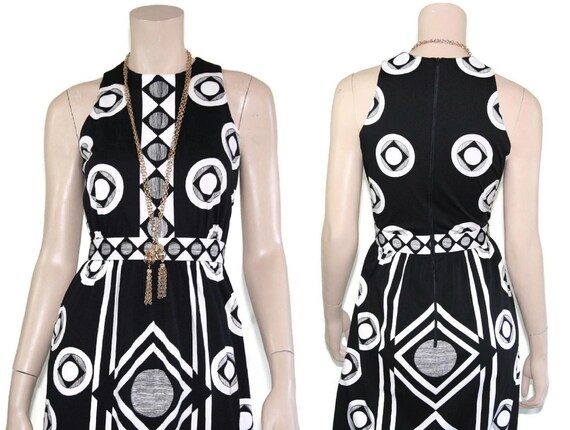 1960s 1970s black white mod geometric dress, 60s … - image 10