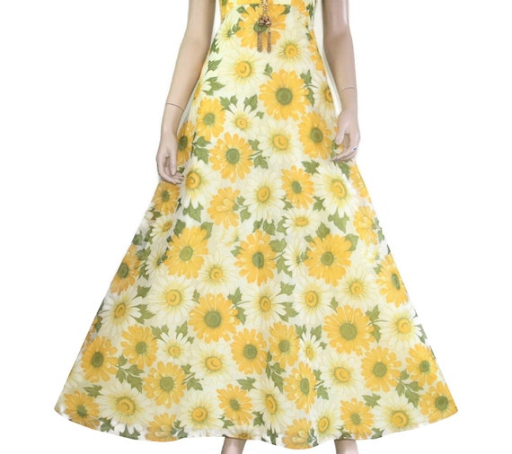Vintage 60s 70s floral daisy halter dress & ballo… - image 8