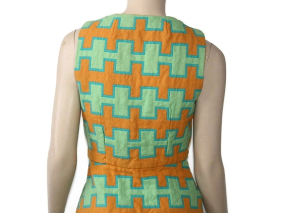 Vintage 1960s 1970s pop op art geometric wool ves… - image 6