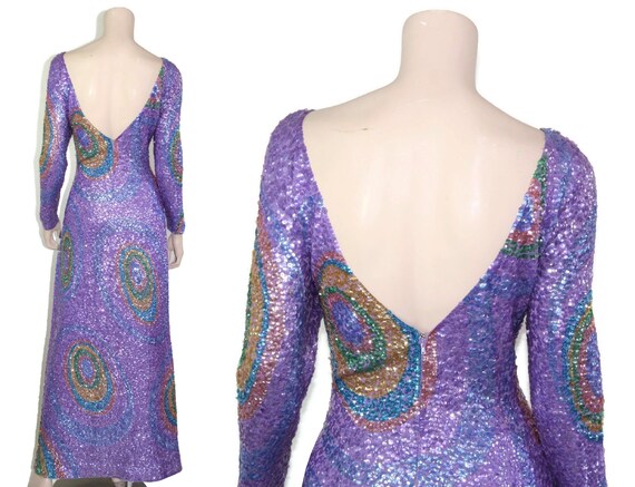 60s Gene Shelly psychedelic sequined wool knit pe… - image 9