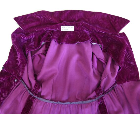 Vintage Malcolm Starr purple silk embossed velvet… - image 10