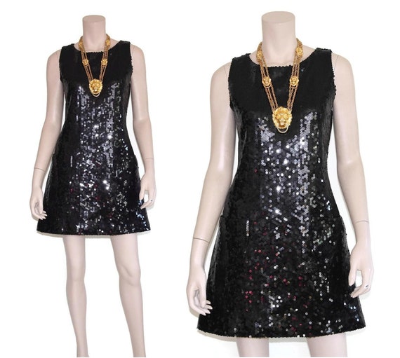 Jeanette Kastenberg black silk sequin mod pocket … - image 3