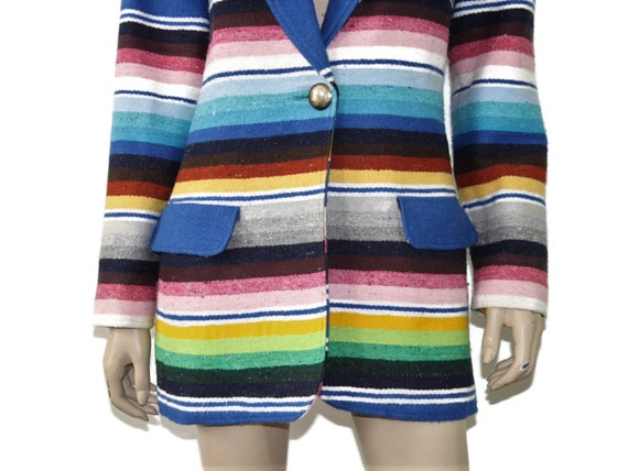 Vintage 90s rainbow striped serape jacket, 1990s … - image 10
