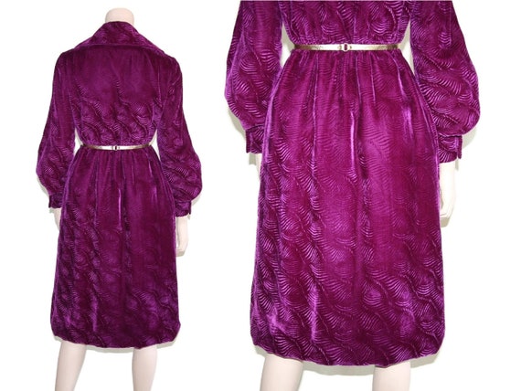 Vintage Malcolm Starr purple silk embossed velvet… - image 9