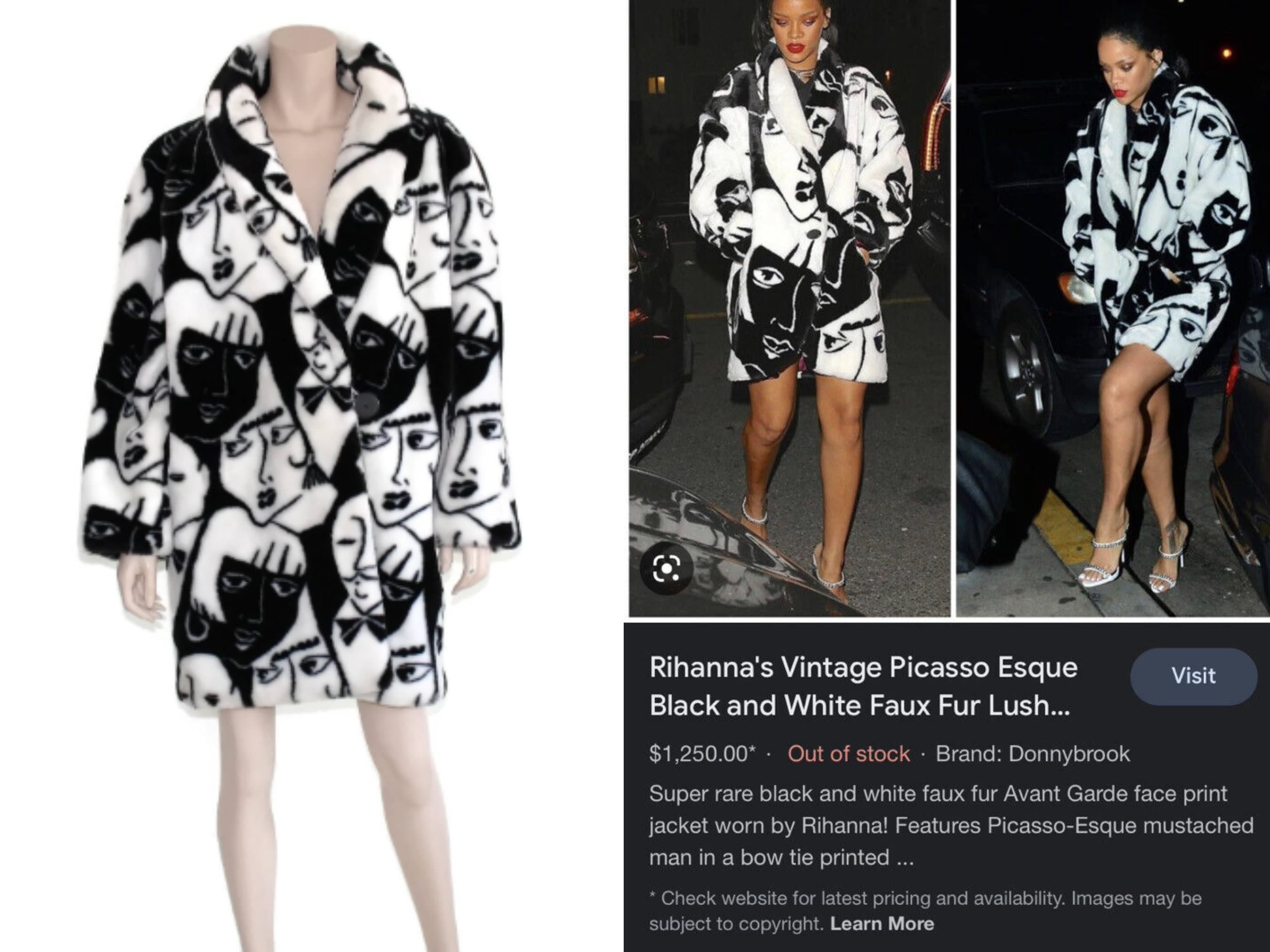 1980s 1990s Donnybrook Art Deco Vegan Fur Faces Coat 1980s 1990s Donnybrook Art Deco Vegan Fur Faces Coat
