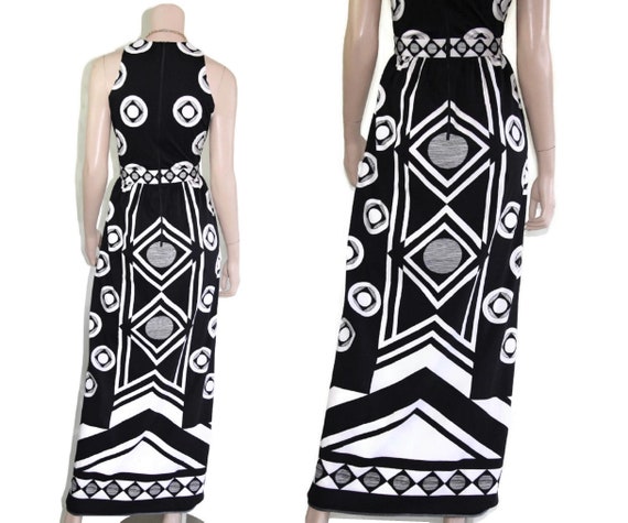 1960s 1970s black white mod geometric dress, 60s … - image 9