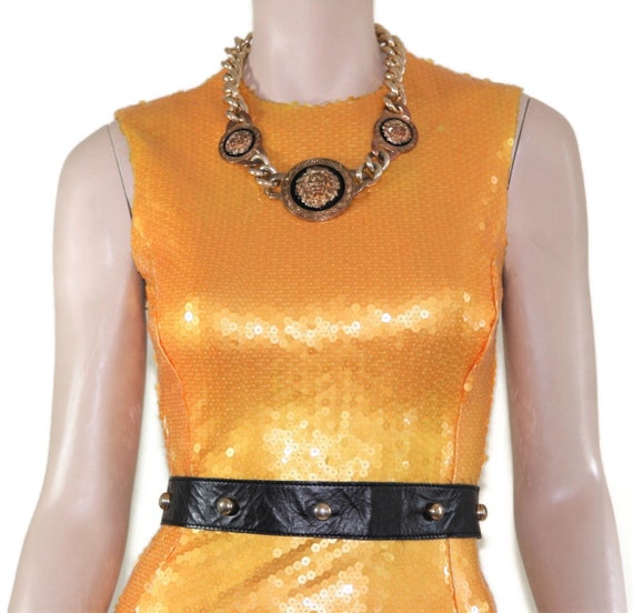 Jeanette Kastenberg yellow sequin column dress, 9… - image 6