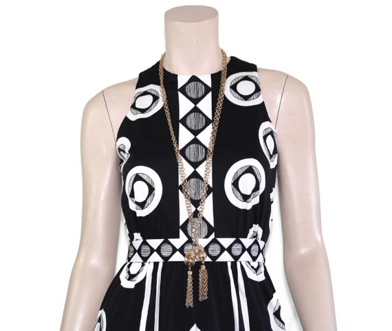 1960s 1970s black white mod geometric dress, 60s … - image 3