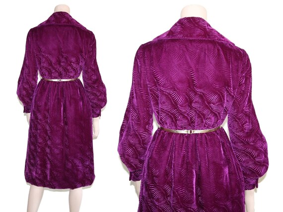 Vintage Malcolm Starr purple silk embossed velvet… - image 2