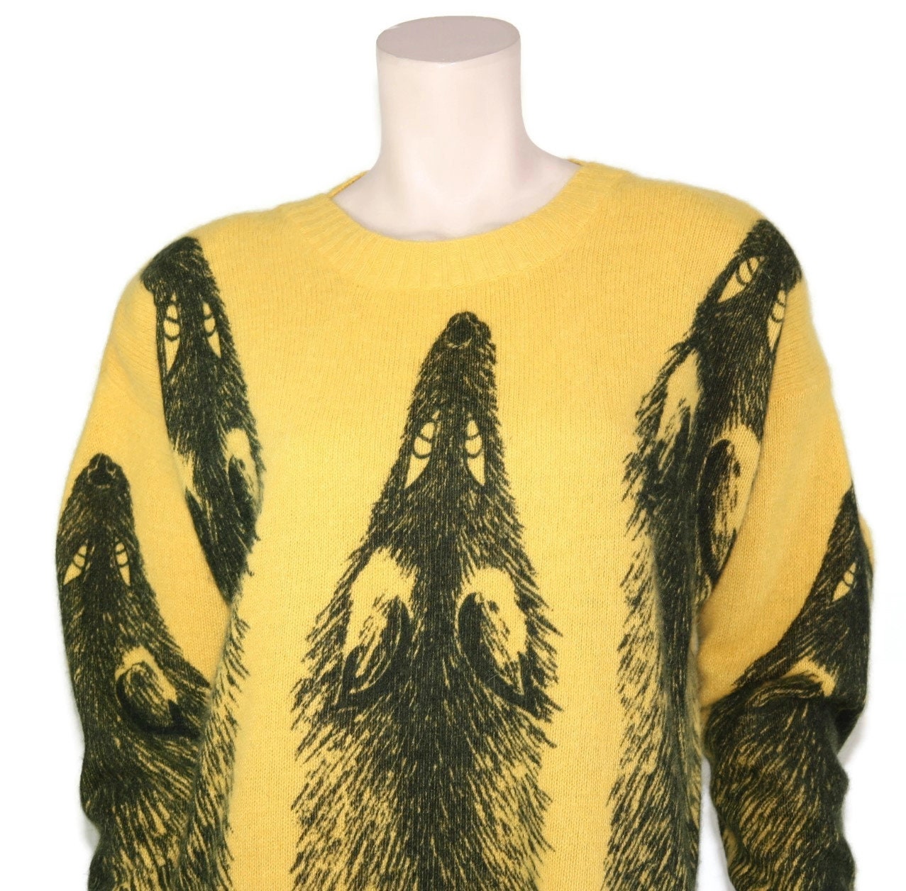 Krizia Wool Angora Novelty Fox Sweater Dress, 1980s 1990s