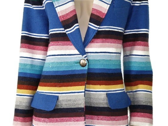 Vintage 90s rainbow striped serape jacket, 1990s … - image 8