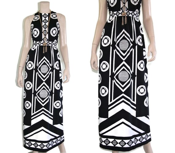 1960s 1970s black white mod geometric dress, 60s … - image 6